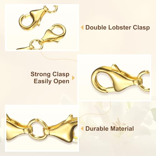 uxcell Bracelet Extender, 925 Sterling Silver Double Lobster Claw Clasps Necklace Extenders, Connector Extension Clasp for DIY Making Jewelry Chain (20mm/0.79", Gold) - color: Gold