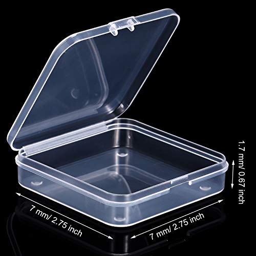 SATINIOR 12 Pack Clear Plastic Beads Storage Containers Box with Hinged Lid for Beads and More (2.75 x 2.75 x 0.67 Inch) - size: 2.75 x 2.75 x 0.67 Inch