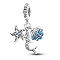 MULA 925 Sterling Silver Charms for Bracelets and Necklaces Lipstick and Bag Dangle Pendants Tower Camera Beads Jewelry Charms for Women - color: Starfish and Mermaid
