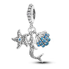 MULA 925 Sterling Silver Charms for Bracelets and Necklaces Lipstick and Bag Dangle Pendants Tower Camera Beads Jewelry Charms for Women - color: Starfish and Mermaid