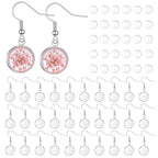 30 Pcs Cabochon Earrings Blanks Bezel Earrings Wire Hooks Blanks Silver Stainless Steel Jewelry Making Supplies Cabochon Settings Earring Making Accessories for Women DIY Earring Project