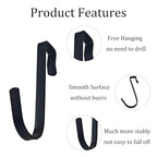 20Pcs J Shaped Stainless Steel Hanger Hook,Clip-on Wire Rack Hook, Hanging Sink Grid Hooks Wire Shelf Hooks for Kitchen Bedroom Office,Black - color: Black, size: 0.34"