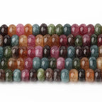 Songxi 5x8mm Dark Tourmaline Rondelle Beads, 75PCS Spacer Round Loose Abacus Beads for Jewelry Making, Gemstone for Bracelet Necklace Earrings, Arts and Crafts - color: Dark Tourmaline