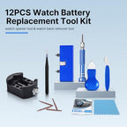 EasyTime Watch Battery Replacement Tool Kit Professional Watch Repair Toolkit and Back Remover Set with Adjustable Case Opener, Tweezers, Screwdriver and Instructions - color: Blue