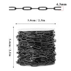 [16.5 Ft] Gunmetal Paperclip Chains Roll, 4.3mm Width 304 Stainless Steel Black Paperclip Oval Link Chain Spool Bulk for DIY Jewelry Making - color: black color(4.3mm)