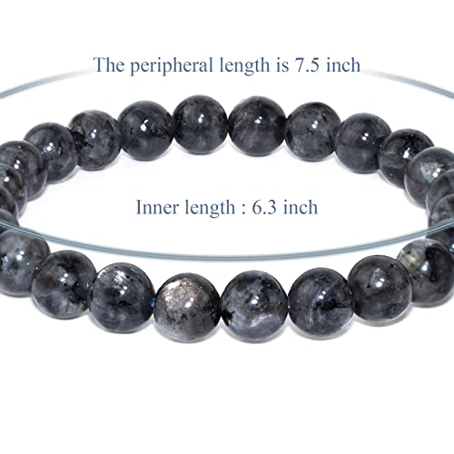 8mm Natural Gemstone Stretch Bracelet, Handmade Unisex Crystal Bracelets for Meditation, Yoga, Spiritual Healing & Positive Energy - color: Labradorite