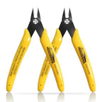 Flush Cutters, 2 Pack Side Cut Nippers, 5 Inch Micro Flush Cut Pliers with Spring, Mini Wire Cutters Model Nippers Flush Cutters for Jewelry Making, Plastic Models, Zip Ties, Electronics - color: Yellow 2 Pack
