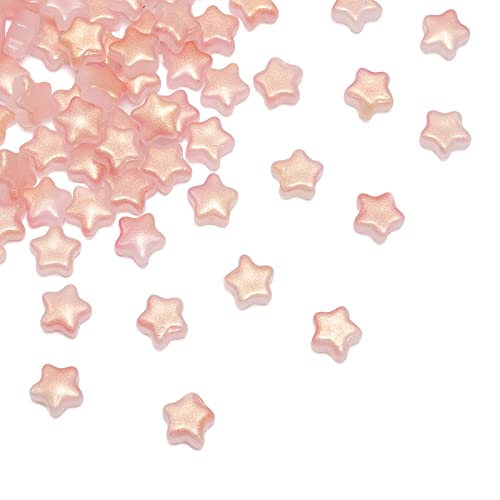 UR URLIFEHALL 100 Pcs Pink Imitation Jade Glass Star Beads with Glitter Powder Glass Beads for Earring Bracelet Necklace Jewelry DIY Making - color: 100pcs-8x8.5x4mm-pink imitation jade glass star