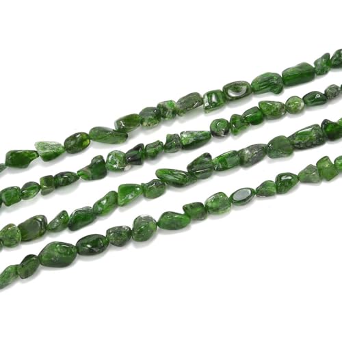 1 Strand Adabele Natural Green Diopside Gemstone Loose Beads 7mm to 12mm Free Form Oval Tumbled Pebble Gem Stone Spacer 15 inch for Jewelry Making GZ12-10 - color: Green Diopside, size: 15 Inch/1 Strand