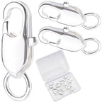 Beebeecraft 1 Box 20Pcs Lobster Claw Clasp with Jump Rings 925 Sterling Silver Plated Brass Necklace Clasps for DIY Jewelry Making (12x6mm) - color: Silver-20pcs
