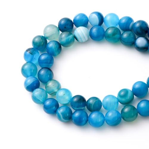 6mm 60pcs DIY Natural Blue Striped Agate Stone Beads Round Healing Crystal Gemstone Loose Beads for Jewelry Making Handmade Bracelet Necklace - color: Blue Striped Agate, size: 6mm