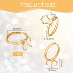 BENECREAT 925 Sterling Silver 4 Claws Ring Blanks, 18K Gold Plated Adjustable Ring Bases, 19.4mm Finger Ring Base, Claw Ring Components for Irregular Cabochon Ring Jewelry Making - color: Gold