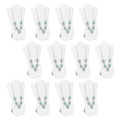 MOOCA White Faux Leather MDF Wood Jewelry and Necklace Easel Display Stand, Set of 12 - color: White Faux Leather, 12 pcs