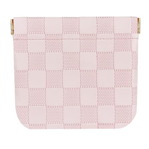 Leather Pocket Cosmetic Bag for Purse,Coin Purse Lipstick Cosmetic Accessories Organizer, Travel Kit Storage Pouch,Waterproof Portable No Zipper Self-closing (pink/Small) - color: pink/Small