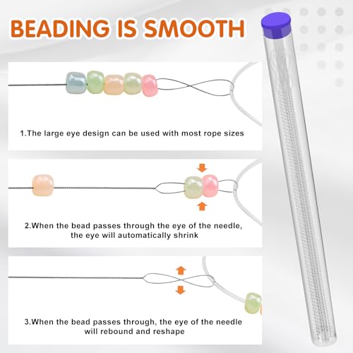 UOOU Beading Needles, 6 Pcs Beading Needle for Seed Beads, 2 Sizes Twisted Wire Bead Needles for Jewelry Making, Beaded Bracelets, Necklaces, DIY Handmade - style: 0.4/0.5 x 130 mm