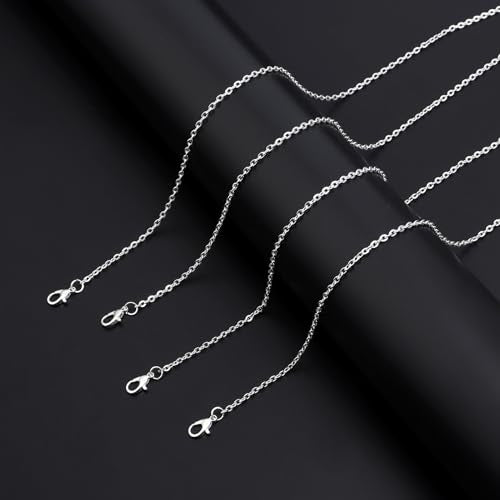 Lemonkey 24 Pack Necklace Chains Bulk,Silver Plated DIY Cable Link Chains for Jewelry Making 16 Inches - color: Silver, size: 16inch
