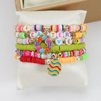 Twinfree Bohemia Beaded Bracelet for Women, Polymer Clay Stretch Bracelets - color: color 39