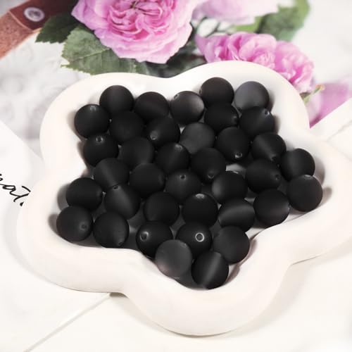 25pcs Resin Transparent Frosted Beads 16mm Cat Eye Circular Rubber Bead Spacer Bead DIY Making Friendship Bracelet Phone Chain Keychain Pen Beads Accessories (Black) - color: Black