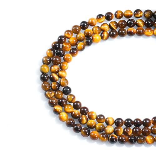 6mm Natural Gemstone Round Yellow Tiger Eye Loose Beads for Jewelry Making Bracelets Necklace Earrings Art Craft (60-62pcs/strand) - color: Yellow Tiger Eye, size: 6mm (15"/Strand)