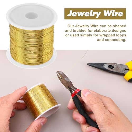 328 Feet Jewelry Making Wire, 28 Gauge Wire for Jewelry Making,0.3mm Dead Soft Round Gold Filled Brass Wire for Jewelry Making, Wire Wrapping and Crafting (Gold) - color: Gold