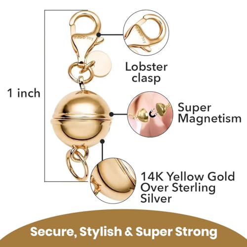Magnetic Necklace Clasps and Closures - 925 Sterling Silver Magnetic Bracelet Clasps and Closures Set of 3 - Yellow Gold/Rose Gold/Silver Gifts - color: Multi Color