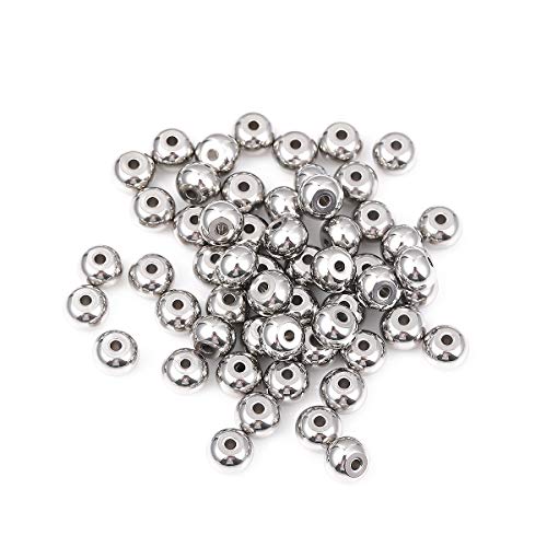 BEADIA Stainless Steel Spacer Beads 7x5mm Rondelle Loose Charm Caps Beads for DIY Jewelry Making 100pcs with 1.5mm Hole - color: 7x5mm 1.5mm