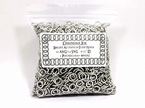1 Pound Bright Aluminum Chainmail Jump Rings 14G 9/32" ID (1800+ Rings) - size: 14SWG 9/32" ID