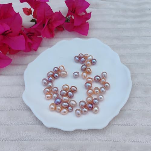 50 Pcs Natural Pearl Beads for Jewelry Making AAA 8-9 mm No Holes Natural Genuine Real Freshwater Cultured Pearl Oval Pearls Beads Loose Gemstone Bead Crafts Gift for Women,DIY Gifts. - color: 8-9 mm no holes.