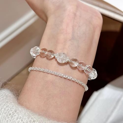 Yochus 45pcs Clear Quartz Stone Beads，8mm Healing Power Natural Stone Round Loose Beads for Jewelry Making Earring Necklace DIY Crafts - color: Smooth Clear Quartz Stone, size: 8mm 45beads
