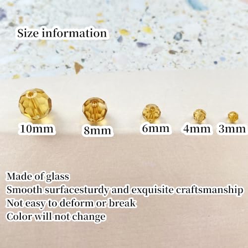 Crystal Glass Beads 500 Pieces 3mm Round Faceted Glass Spacer Beads for Jewelry Making Bracelet Earring Necklace DIY Craft Supplies(Champagne) - color: Champagne, size: 3mm