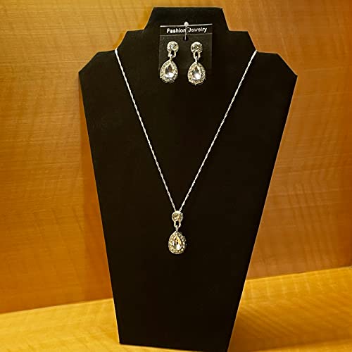 12pcs Necklace Display for Selling, 12.5" Jewelry Display Stand, Necklace Display Stands for Vendors, Black Velvet Foldable Necklace Bust