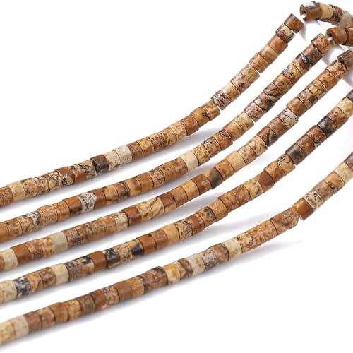 152pcs 4x2mm Natural Picture Jasper Heishi Disc Rondelle Spacer Stone Semi Precious Gemstone Loose Beads for Jewelry Making 15 Inch - color: Picture Jasper, size: 4x2mm