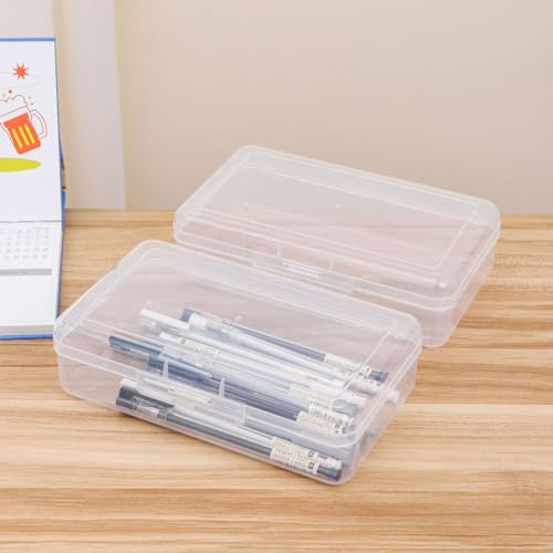 4 Pack Rectangular Clear Plastic Storage Containers Box with Hinged Lid for Beads and Other Small Craft Items (8 x 4.7 x 2.3 inch) - size: 8 x 4.7 x 2.3 inch