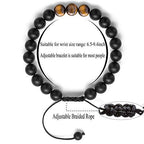 Hamoery Men Women 8mm Tiger Eye Stone Beads Bracelet Elastic Natural Stone Yoga Bracelet Bangle - color: Matte Tiger eye-21018