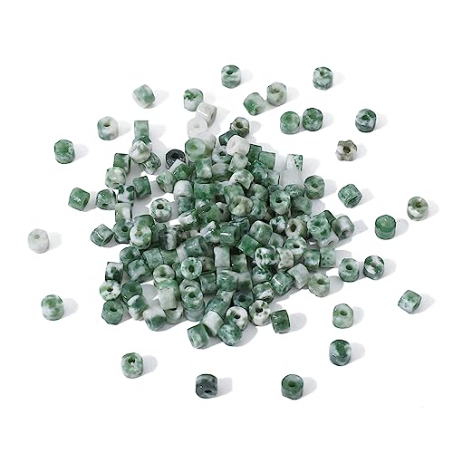 BEADIA Natural African Jade Short Cylinder Beads 2x3mm 155pcs Tube Loose Semi Gemstone Beads for Jewelry Making Design - color: African Jade