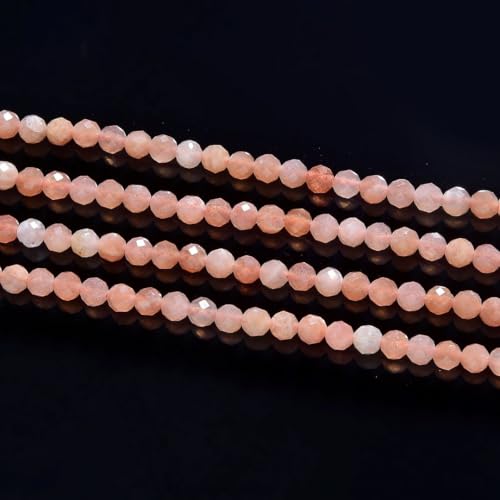 Adabele 15 Inch Natural Pink Moonstone Healing Gemstone 3mm (0.12 Inch) Tiny Small Faceted Round Loose Beads Stone Spacer (100-110pcs) for Craft Jewelry Making GK3-19 - color: Pink Moonstone, size: 3mm (0.12") - 15 inch/1 strand