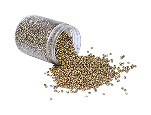Mandala Crafts 8/0 Glass Seed Beads for Beadwork – 6000 Pcs 3mm Metallic Gold Round Small Rocaille Beads for Jewelry Making, Necklace Bracelet Earring Craft Supplies - color: Metallic Gold, size: Round 8/0 or 3 mm