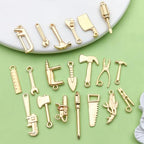 80pcs KC Golden Father's Day Series New Tools Hammer, Wrench, Saw, Screwdriver Pendant Jewelry Making DIY Keychain Earrings Pendant Various Design Charms for Jewelry Making Bracelets Necklace (SN902) - color: SN902