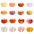 LAIDANLA Orange Mix Large Hole Beads, 100pcs 14mm x 5mm Round Resin, Plastic, Acrylic Loose Beads for Jewelry Making, DIY Gifts - color: M-Orange Mix