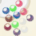 Dazzling Colorful Filigree Charms Hollow Out Multicolor Geometric Filigree Pendants for DIY Jewelry Making Earrings Necklaces Components - color: Round-1