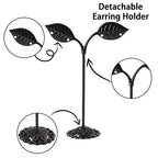 Black Earring Stand Detachable Metal Earring Display Storage Rack for Photography Jewelry Props Show Closet Retail Store Display 3 Pcs, Leaf Shape