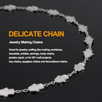 KYUNHOO 13 Feet Necklace Making Chains Bulk for Crafting Stainless Steel Silver Chain Spool with Lobster Clasps Jump Rings for Jewelry Making - color: Hand Silver