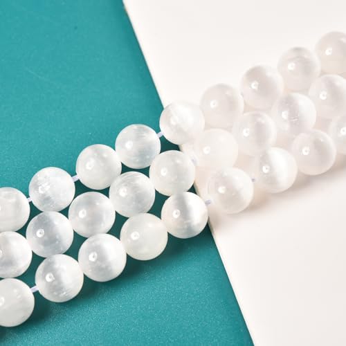 6mm Selenite Stone Beads Natural Crystal Gemstone Round Loose Beads for DIY Jewelry Making 15"/Strand - color: Selenite, size: 6mm