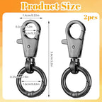 2 Pcs Double Opening Keychain Clip, Heavy Duty Zinc Alloy Swivel Lobster Clasp with Key Ring Spring Snap Hook Purse Clip for Jewelry Lanyard, DIY Crafts Purse Making Camping Travel Accessories (Black) - color: Black