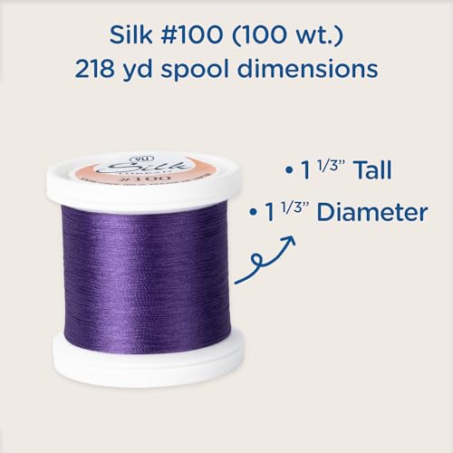 YLI Threads Silk Thread – 100 wt Fine Japanese Silk for Appliqué, EPP, and Quilting - Light Gold Sparkle - color: Light Gold Sparkle