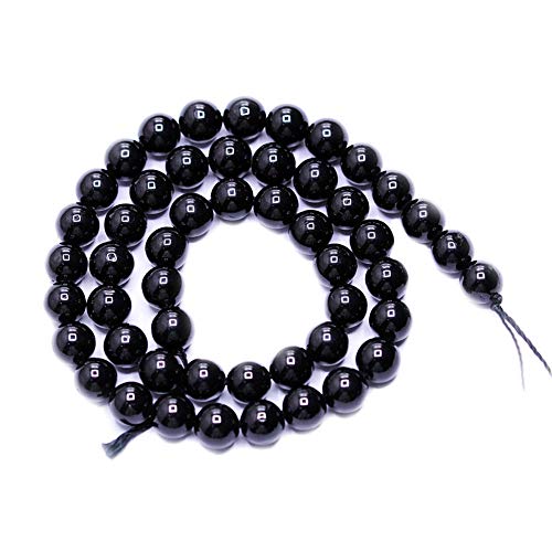 Natural Gemstone Loose Beads Smooth Round Approxi 15 inch DIY Bracelet Necklace for Jewelry Making (6mm, Black Tourmaline) - color: Black Tourmaline, size: 6mm