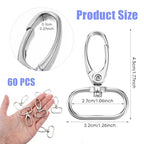 60 Pcs 1 Inch Swivel Lobster Claw Clasps for Keychains, Heavy Duty Zinc Alloy Lanyard Clip with Secure Lock, 360° Rotating Swivel Hooks for Purses, Bags, DIY Crafts and Pet Accessories