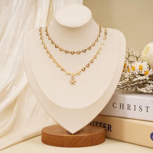 SMYHTGLIF 5 Meters Flat Heart Chain Bulk for Jewelry Making Stainless Steel Chain Bulk Roll with Lobster Clasps and Jump Rings - color: Heart Gold