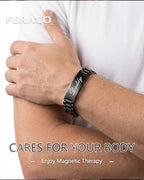 Feraco Magnetic Hematite Bracelets for Men,Titanium Steel Link Bracelet Men's Personalized Jewelry Birthday Gift for DAD Father Husband Boyfriend - color: Daddy
