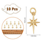 10 Pcs North Star Charm Pendants Brass Star Charm Real 18K Gold Plated Pendants for Jewelry Necklace Bracelet Making Crafts
